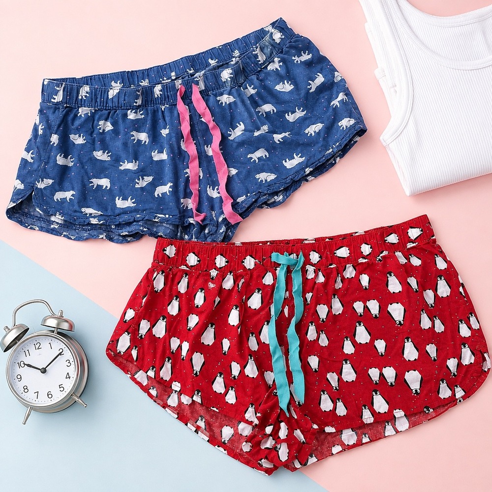 Aerie Pajama Boxer Shorts Bundle L Y2K Novelty Penguin Polar Bear